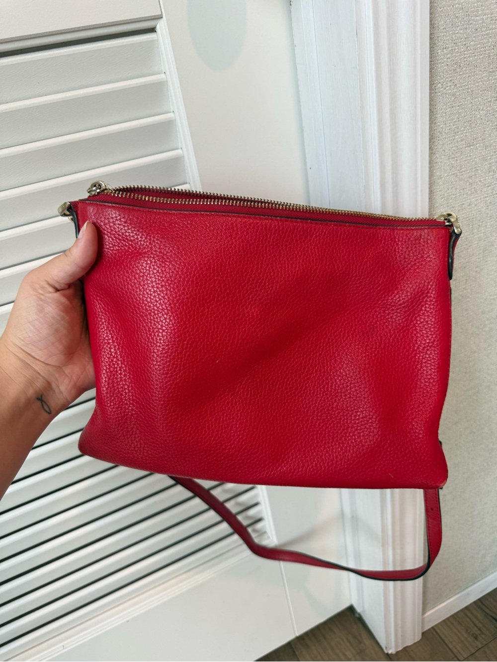 kate spade Red Pebbled Leather Crossbody with Gold Hardware - Picture 6 of 9